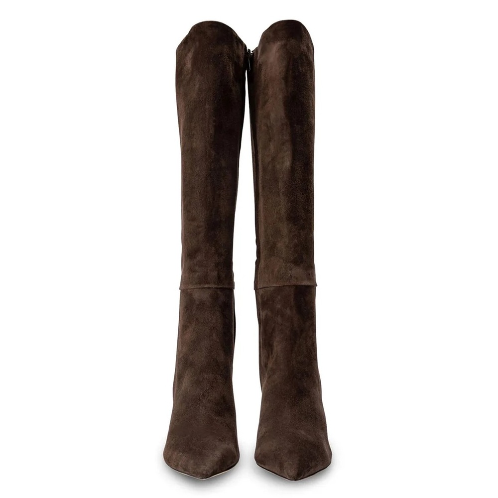 Tony Bianco Apollo Boot Espresso Suede Dark Chocolate Brown Heels GreatCondition - Picture 2 of 7